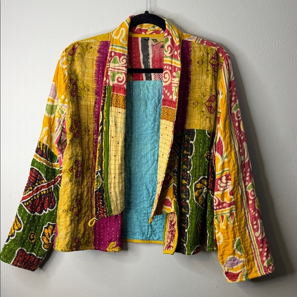 Colorful Patchwork Kantha Jacket - Picture 1 of 5